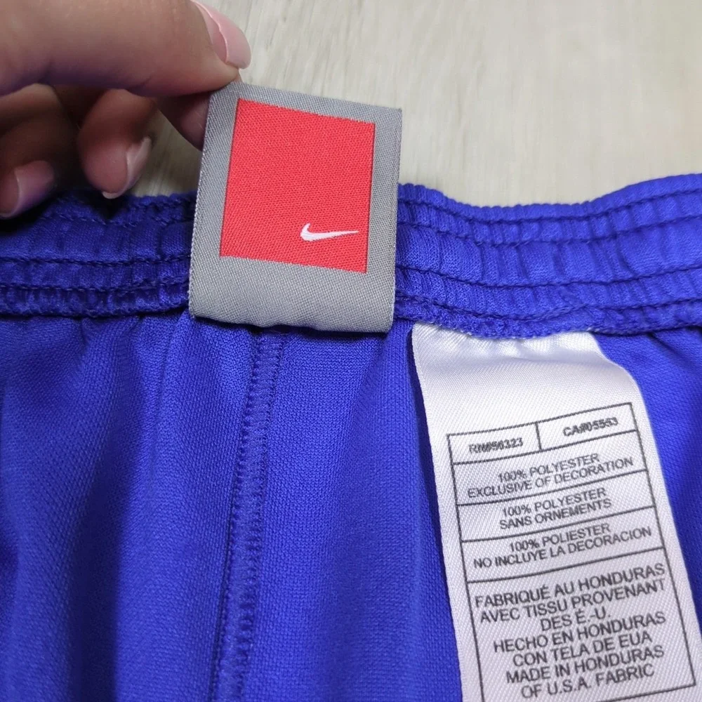 Nike Team Running Shorts Mens Large Blue White Swoosh Logo Y2K